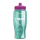 a transparent teal bottle & pink lid poly - pure - 27 oz transparent bottle with push pull lid