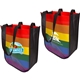 aerial view a rainbow laminated fashion tote bag, image 1 of 2