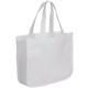 aerial view a white extra large laminated shopping tote bag, image 1 of 2