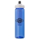 a blue body & black lid & blue infuser laguna 32 oz pet bottle with flip spout infuser