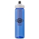 a blue body & black lid & purple infuser laguna 32 oz pet bottle with flip spout infuser