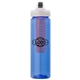 a blue body & black lid & red infuser laguna 32 oz pet bottle with flip spout infuser