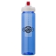 a blue body & red lid & clear infuser laguna 32 oz pet bottle with flip spout infuser