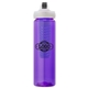 a purple body & black lid & blue infuser laguna 32 oz pet bottle with flip spout infuser