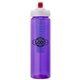 a purple body & red lid & blue infuser laguna 32 oz pet bottle with flip spout infuser