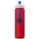 a red body & blue lid & blue infuser laguna 32 oz pet bottle with flip spout infuser