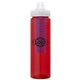 a red body & clear lid & blue infuser laguna 32 oz pet bottle with flip spout infuser