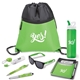 aerial view a green seven - piece sports yes kit, image 1 of 8
