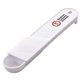 aerial view a white 5- in -1 sliding measuring spoon, image 1 of 2