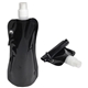 aerial view a black flex foldable 16 oz water bottle with carabiner, image 1 of 2
