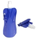 aerial view a blue flex foldable 16 oz water bottle with carabiner, image 1 of 2