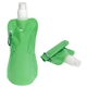 aerial view a green flex foldable 16 oz water bottle with carabiner, image 1 of 2