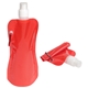 aerial view a red flex foldable 16 oz water bottle with carabiner, image 1 of 2