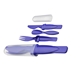 aerial view a blue portable cutlery set, image 1 of 2