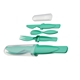 aerial view a green portable cutlery set, image 1 of 2