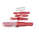 aerial view a red portable cutlery set, image 1 of 2