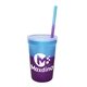 Promotional Personalized 22 oz Mood Stadium Plastic Cup / Straw / Lid Set