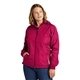 aerial view a pink raspberry/white sport - tek(r) womens colorblock hooded raglan jacket - colors, image 1 of 7