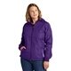 aerial view a purple/white sport - tek(r) womens colorblock hooded raglan jacket - colors, image 1 of 7