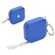 aerial view a blue square 5- foot tape measure with key chain, image 1 of 2