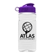 aerial view a clear bottle & violet lid groove 20 oz tritan(tm) sports bottle with flip lid, image 1 of 2
