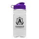 aerial view a clear bottle & violet lid groove tritan(r) bottle with flip lid - 20 oz, image 1 of 2