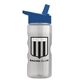 a clear bottle & blue lid mini mountain 22 oz tritan(tm) sports bottle with flip straw lid