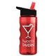 a red bottle & black/red spout lid mini mountain 22 oz tritan(tm) sports bottle with flip straw lid
