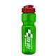 a green bottle & red lid champion - 28 oz transparent bottle with flip lid