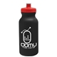 aerial view a black bottle & red lid 20 oz the omni color bike bottle with push pull lid, image 1 of 2