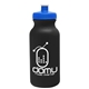 aerial view a black bottle & royal blue lid 20 oz the omni color bike bottle with push pull lid, image 1 of 2