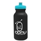 aerial view a black bottle & cyan lid 20 oz the omni color bike bottle with push pull lid, image 1 of 2