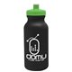 aerial view a black bottle & lime green lid 20 oz the omni color bike bottle with push pull lid, image 1 of 2