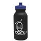 aerial view a black bottle & navy blue lid 20 oz the omni color bike bottle with push pull lid, image 1 of 2