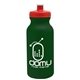 a dark green bottle & red lid 20 oz the omni color bike bottle with push pull lid