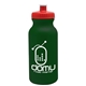 aerial view a dark green bottle & red lid 20 oz the omni color bike bottle with push pull lid, image 1 of 2
