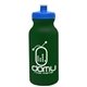 a dark green bottle & royal blue lid 20 oz the omni color bike bottle with push pull lid