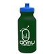 aerial view a dark green bottle & royal blue lid 20 oz the omni color bike bottle with push pull lid, image 1 of 2