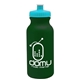 aerial view a dark green bottle & cyan lid 20 oz the omni color bike bottle with push pull lid, image 1 of 2