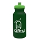 aerial view a dark green bottle & lime green lid 20 oz the omni color bike bottle with push pull lid, image 1 of 2