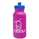 aerial view a fuchsia bottle & royal blue lid 20 oz the omni color bike bottle with push pull lid, image 1 of 2