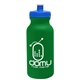 aerial view a kelly green bottle & royal blue lid 20 oz the omni color bike bottle with push pull lid, image 1 of 2