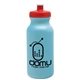 a light blue bottle & red lid 20 oz the omni color bike bottle with push pull lid