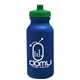 aerial view a metallic navy blue bottle & green lid 20 oz the omni color bike bottle with push pull lid, image 1 of 2