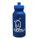 aerial view a metallic navy blue bottle & royal blue lid 20 oz the omni color bike bottle with push pull lid, image 1 of 2