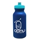 aerial view a metallic navy blue bottle & cyan lid 20 oz the omni color bike bottle with push pull lid, image 1 of 2