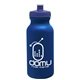 aerial view a metallic navy blue bottle & navy blue lid 20 oz the omni color bike bottle with push pull lid, image 1 of 2