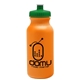 aerial view a orange bottle & green lid 20 oz the omni color bike bottle with push pull lid, image 1 of 2