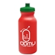 aerial view a red bottle & green lid 20 oz the omni color bike bottle with push pull lid, image 1 of 2