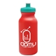 aerial view a red bottle & teal lid 20 oz the omni color bike bottle with push pull lid, image 1 of 2
